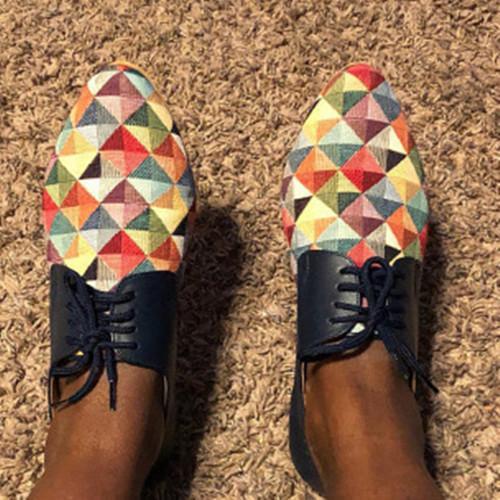 Women Flat Heel Color Block Loafers