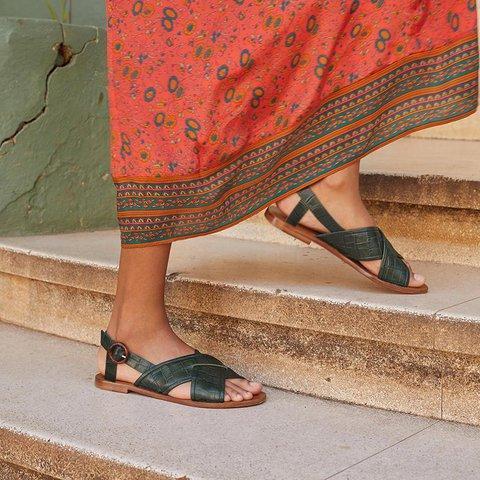 Women Casual Fashion Slingback Crisscross Sandal