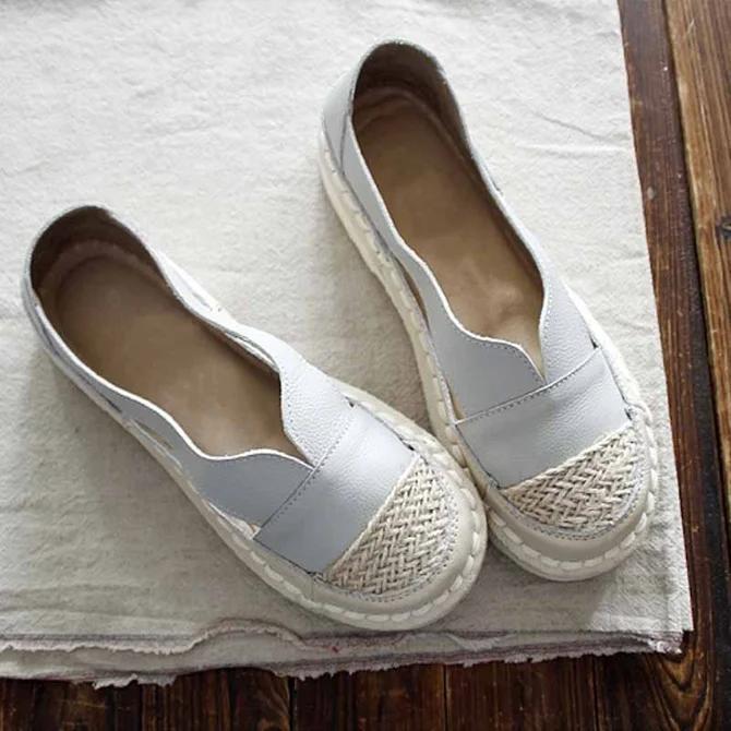 Flat Heel Leather Loafers