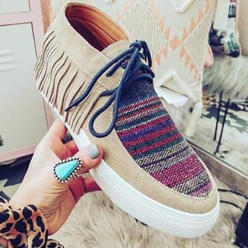 Suede Tassel Lace Boots