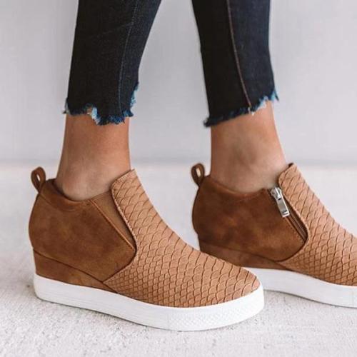 Women Fashion Wedge Sneakers Solid Color Comfortable Shoes