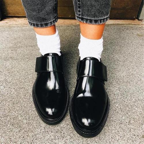Women's Fashion Casual Mirror Reflective Shallow Mouth Flat Shoes