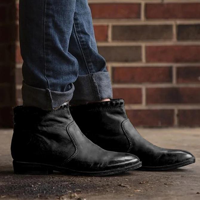 Daily Zipper Flat Heel Artificial Leather Boots