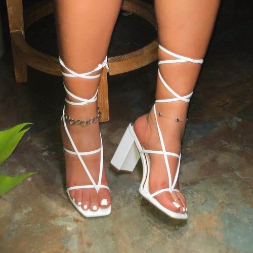 Sexy Lace Chunky Sandals
