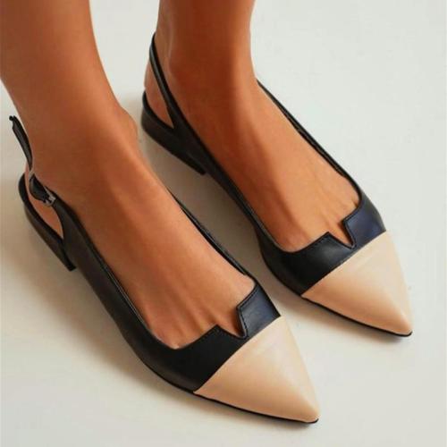 Pointed-toe Color Block Shallow Mouth Flat Sandals