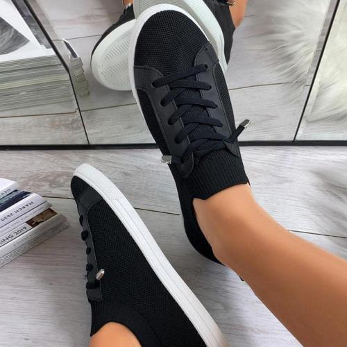 Casual Flat Heel Lace-up Knitted Sneakers
