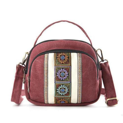 National Style Canvas Three-Layer Shoulder Bag
