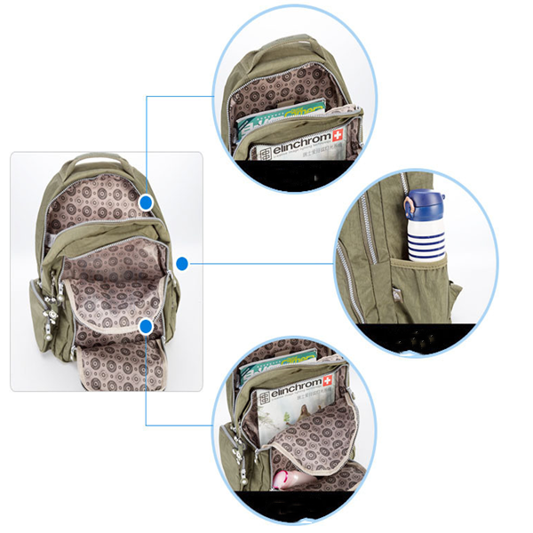 New Style Waterproof Nylon Casual Multi Pockets  School Bag Travel Backpack