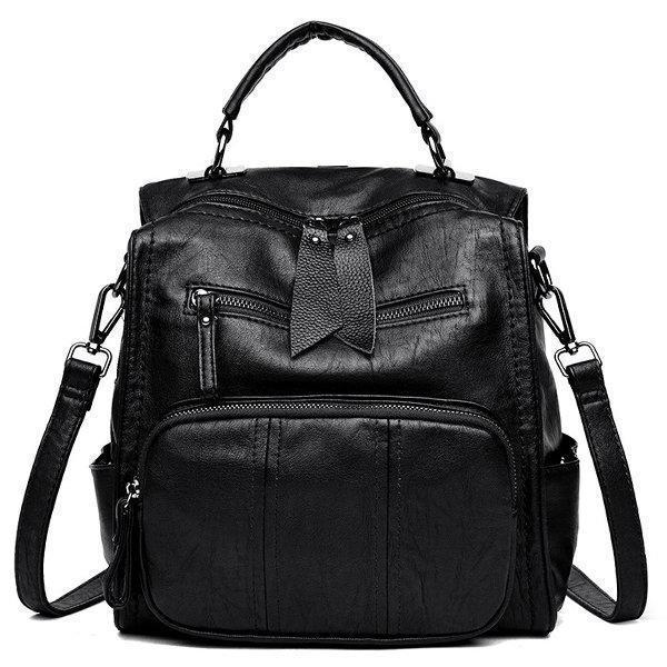 Soft PU Leather Multi-function Handbag Large Capacity Backpack
