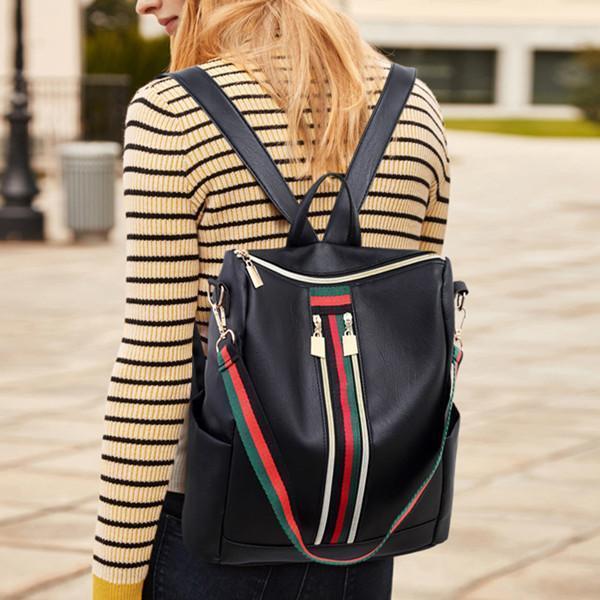 Women Large Capacity Backpack Color Block Casual Trendy Bag