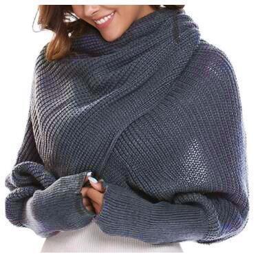 In-style Knit Scarf with Sleeves