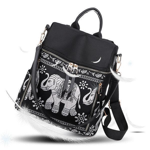 Women National Elephant Backpack PU Leather Shoulder Bag