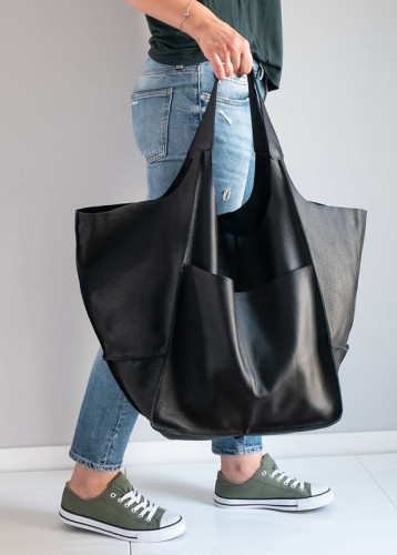 Women Vintage Oversized bag Soft PU Leather Every Day Bag Shopping Bag Slouchy Tote Handbag