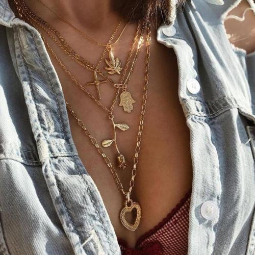 Women Multilayer Cross Love Necklace