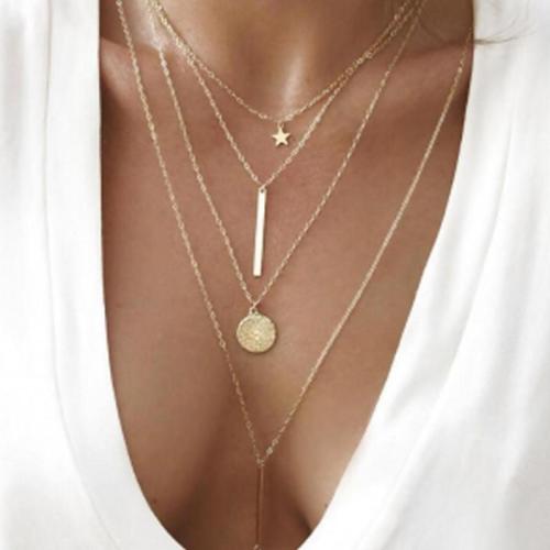 Women Fashion Electroplating Alloy One Size Multilayer Necklaces