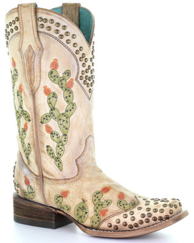 Embroidered Cactus Pointed Rivet Boots