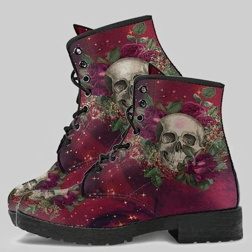 Skull Flower Martin Boots