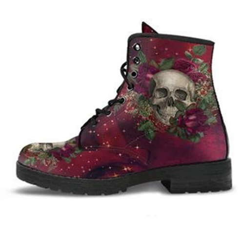 Skull Flower Martin Boots
