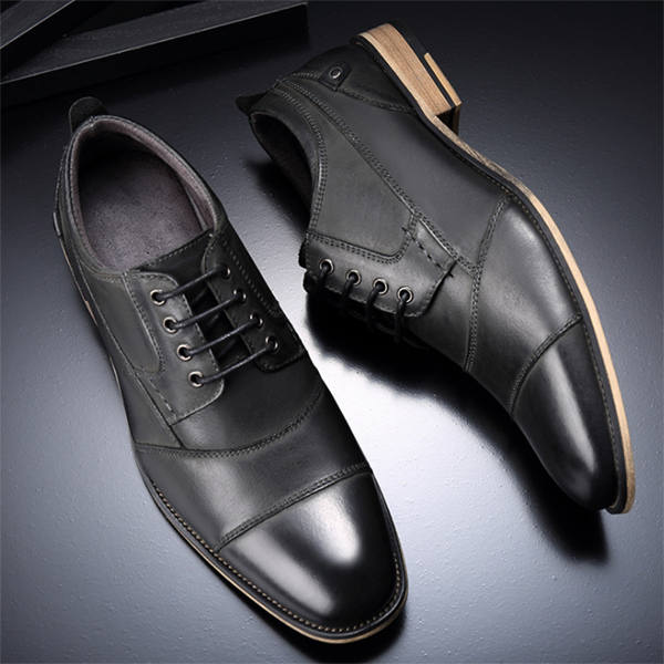Men's Round Toe Business Formal Wear Casual Leather Shoes