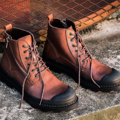 Men's Boots High-top Desert Tooling Leather Boots