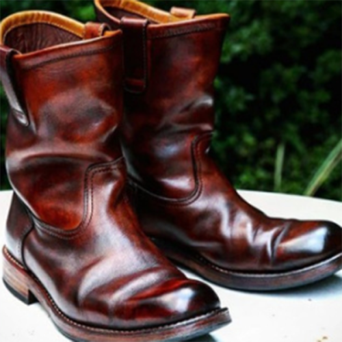 2021 Autumn and Winter Men's Fashion Trend Flat-heel Men's Leather Boots