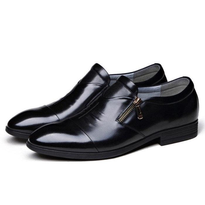 Large Size Men Side Zipper Pointed Toe Slip On Business Formal Shoes