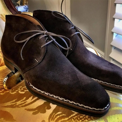 Trendy New Low-heel Square Toe Suede Men's Low Boots