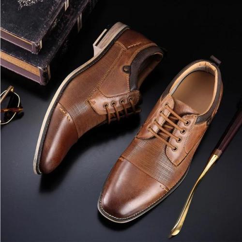 Business Casual Lace Up British Leather Shoes
