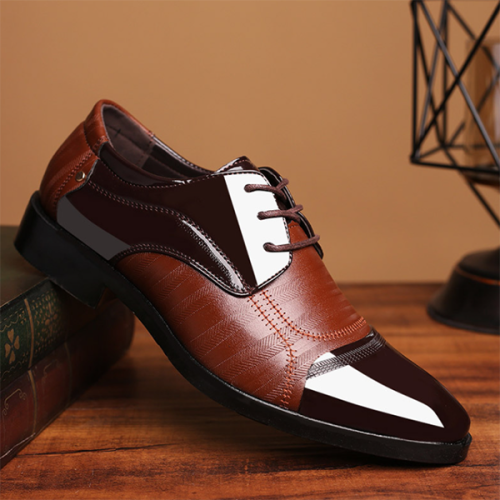New Men's Handmade Fashion Crocodile Pattern Leather Shoes