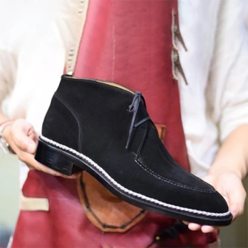 Men's Low-heeled Round Toe Front Lace-up Low-top Martin Boots