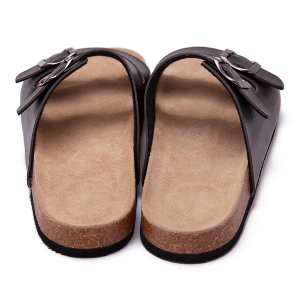 Men's Leather Midsole Double Buckle Cork Sandals