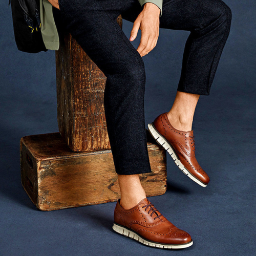 Plaid Lace-Up  Men's Oxford Leather Shoes