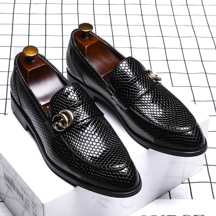 Low-Cut Upper Round Toe Men's Leather Shoes