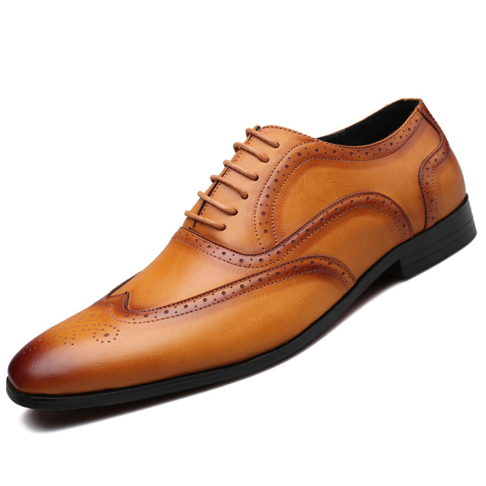 Men's Bullock PU Leather Carved Business Dress Shoes