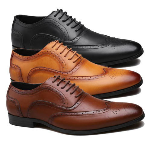 Men's Bullock PU Leather Carved Business Dress Shoes