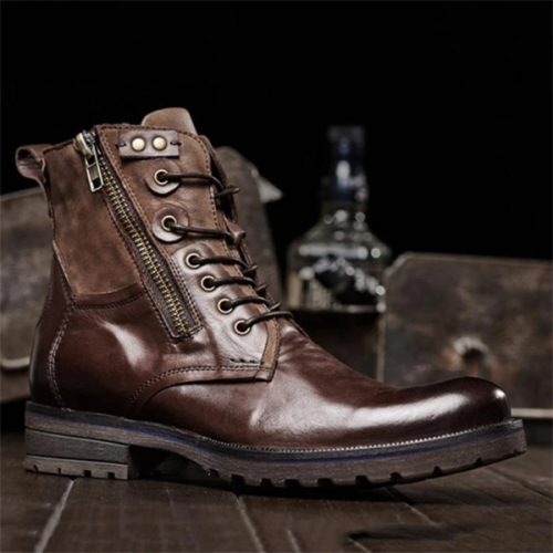 Men's Low-heeled Round Toe Lace-up Low-top Martin Boots