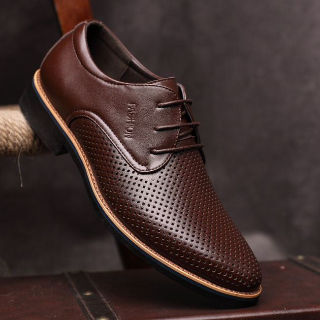 Men's Dress Shoes Breathable Lacing Pointed Toe Formal Shoes