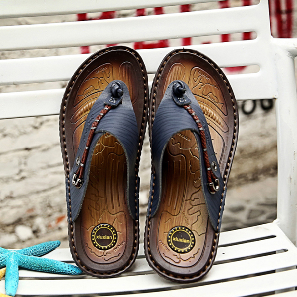 Men's Casual Beach Leather Slippers
