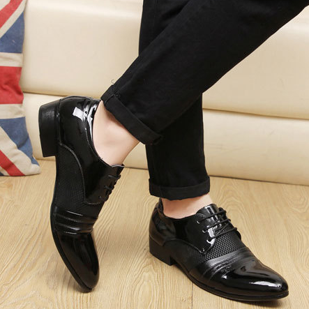 Men Large Size Formal Pointed Toe Lace Up Business Blucher Shoes