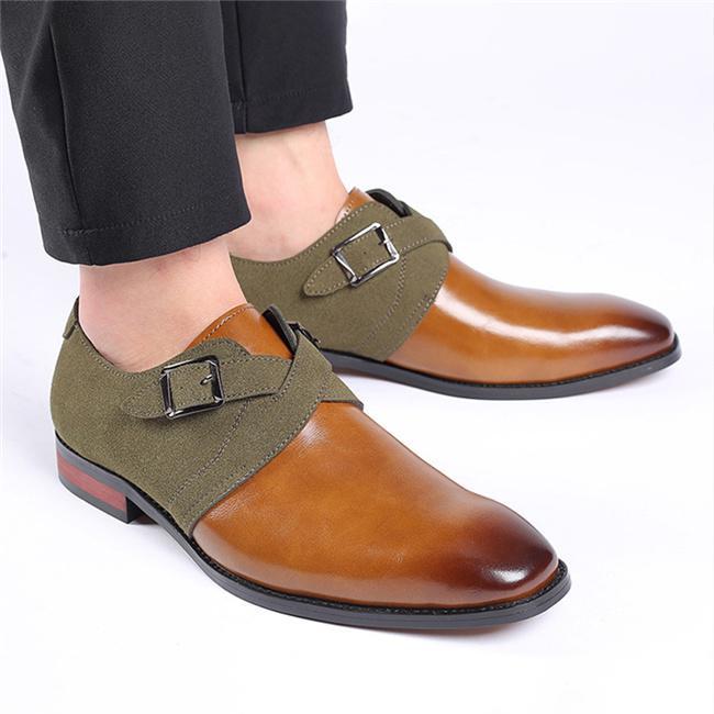 Men Mixed Color Design Slip-on Leather Causal Shoes