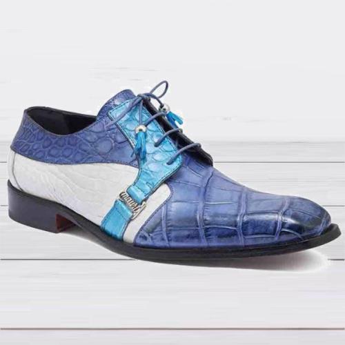 New Trendy Lace-up Blue Color Matching Business Men's Shoes