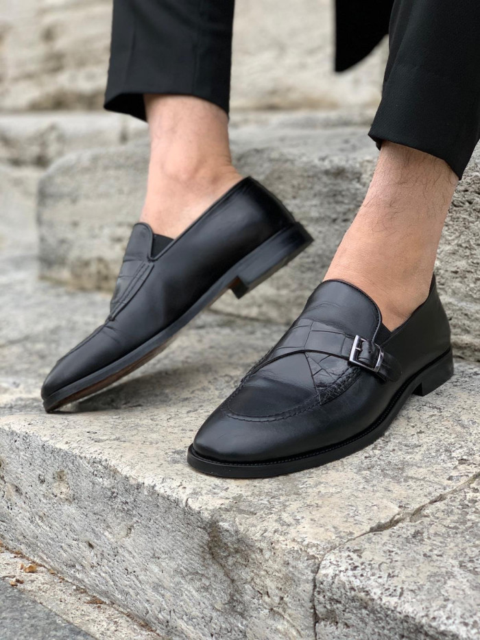 Stanoss Tan&Black Buckle Shoes