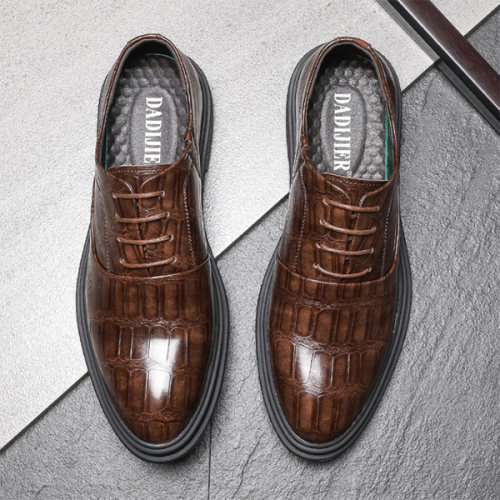 Men's Crocodile Textured Business Leather Shoes