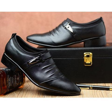 Flat Heel Buckle Artificial Leather Winter Office Career Formal Shoes
