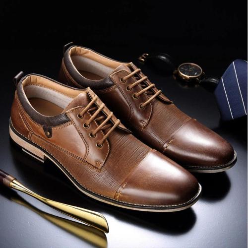 Business Casual Lace Up British Leather Shoes