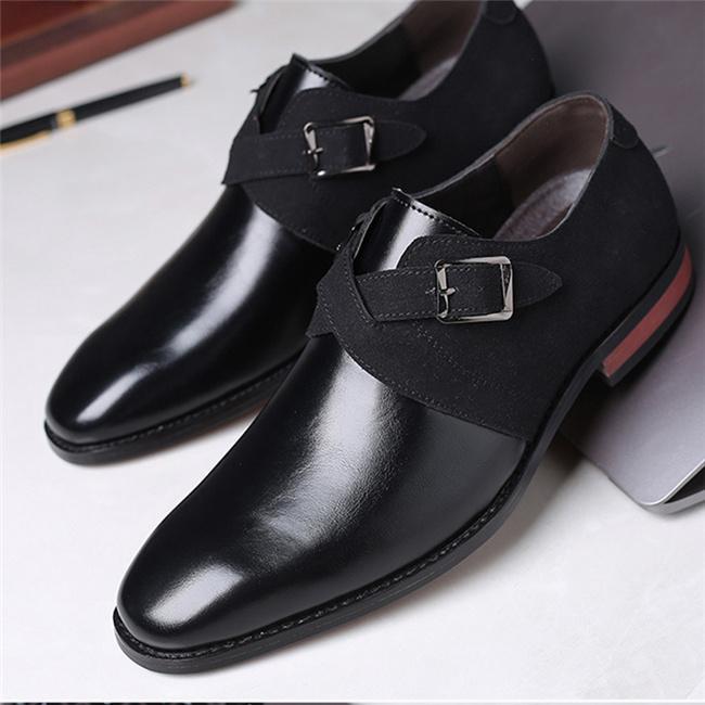 Men Mixed Color Design Slip-on Leather Causal Shoes