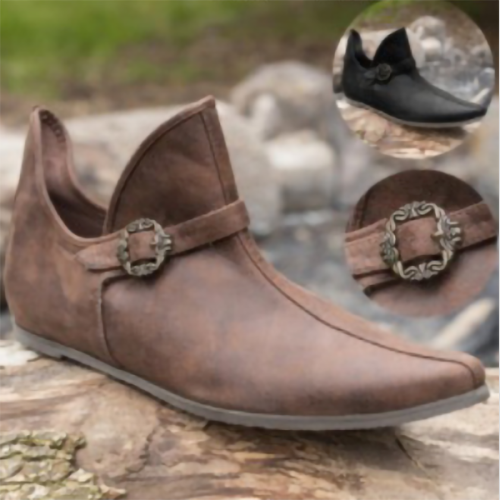 Men's Simple Retro Casual Button Leather Boots