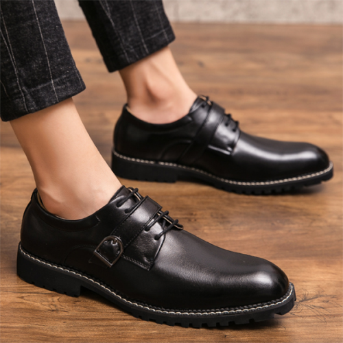 Business Casual Retro Polished Color Men's Leather Shoes