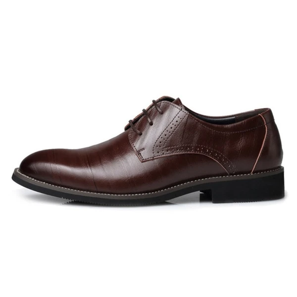 Men's Vintage Homemade Genuine PU Leather Brogue Business Flats Shoe