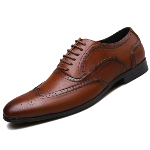 Men's Bullock PU Leather Carved Business Dress Shoes